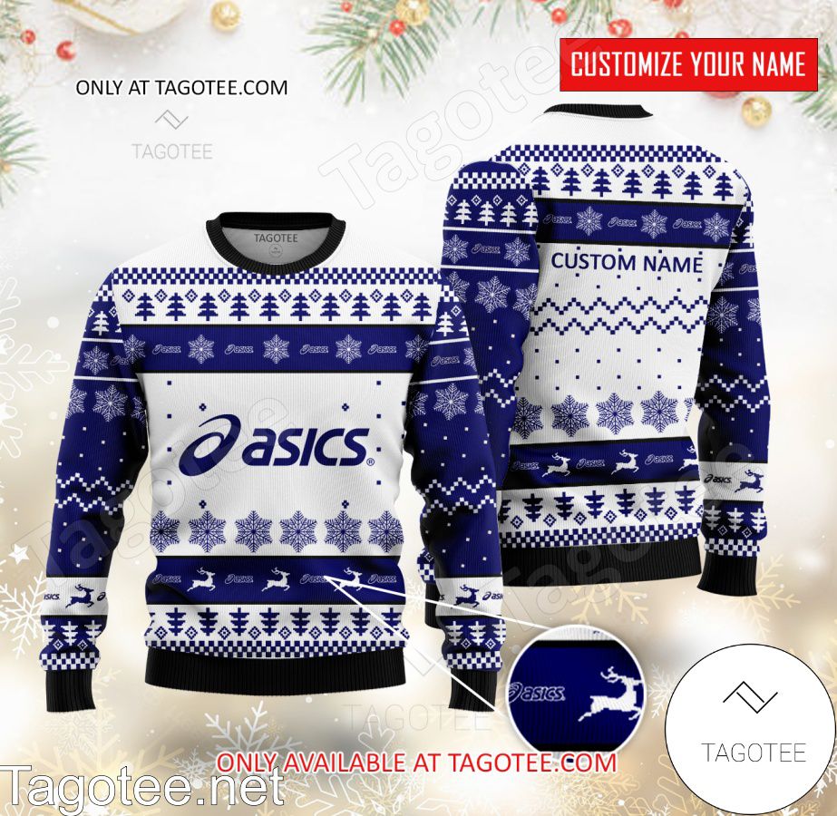 ASICS Logo Personalized Ugly Christmas Sweater - EmonShop