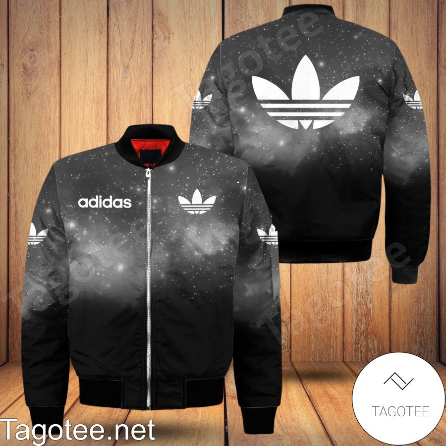 Adidas Black And Grey Galaxy Gradient Bomber Jacket