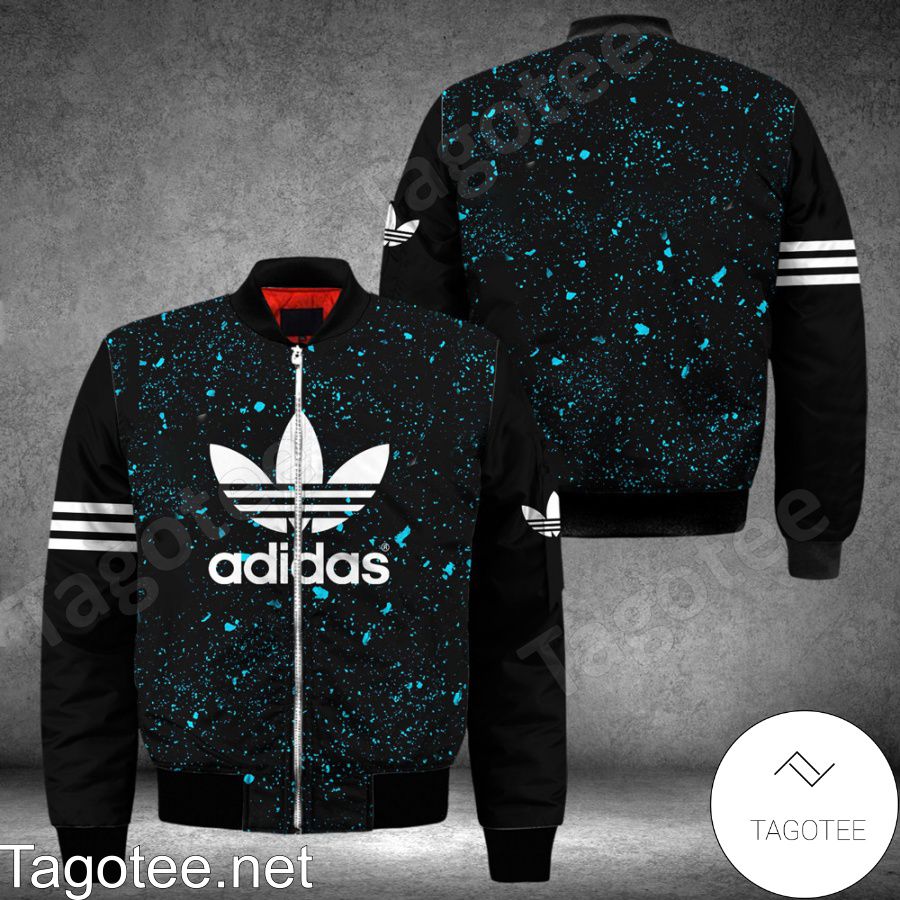 Adidas Blue Paint Flakes Black Bomber Jacket