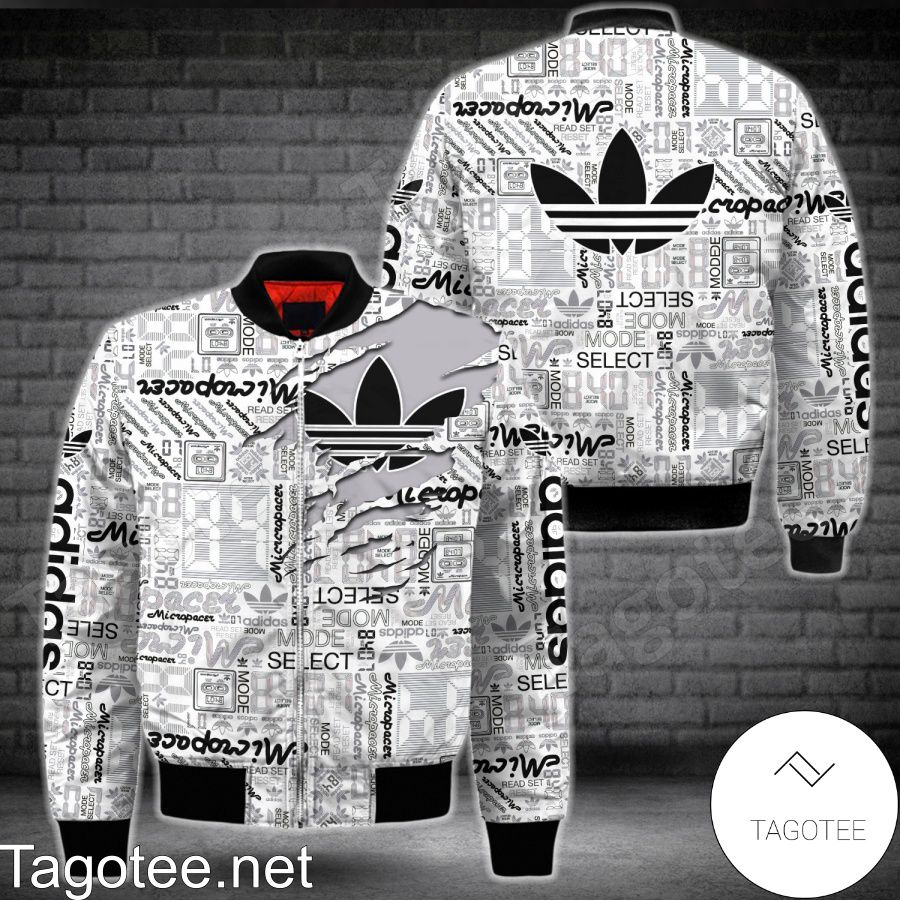 Adidas Brand Distinct Logo Torn Ripped Bomber Jacket