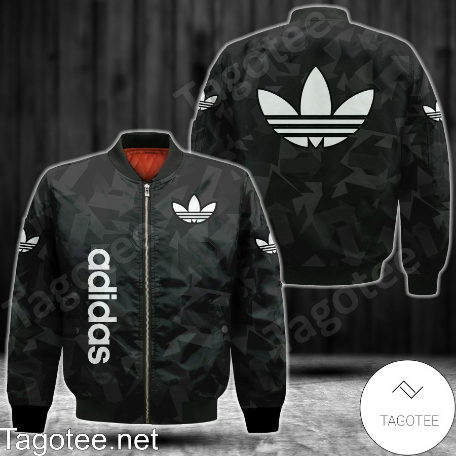 Adidas Geometric Black Bomber Jacket