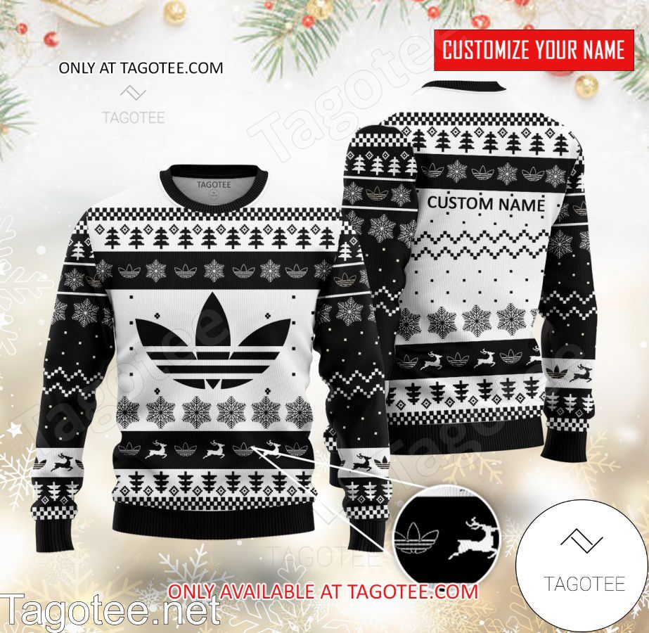 Adidas Logo Personalized Ugly Christmas Sweater - EmonShop