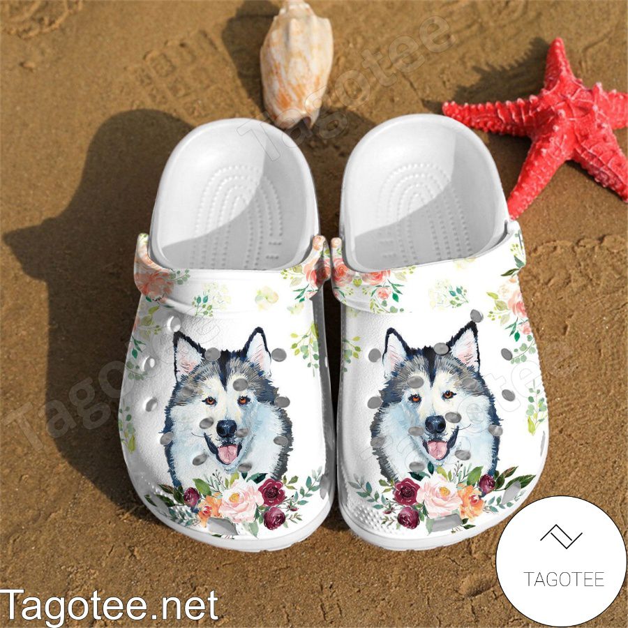 Alaskan Malamute Dog And Flower Crocs Clogs