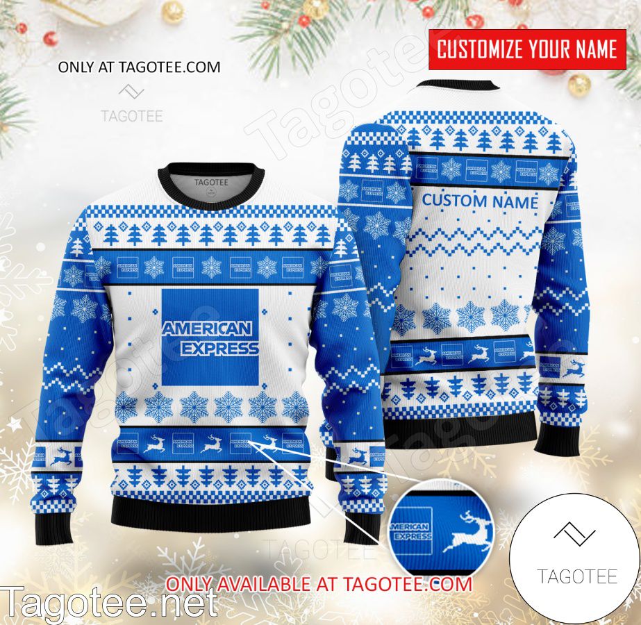 American Express Logo Personalized Ugly Christmas Sweater - EmonShop