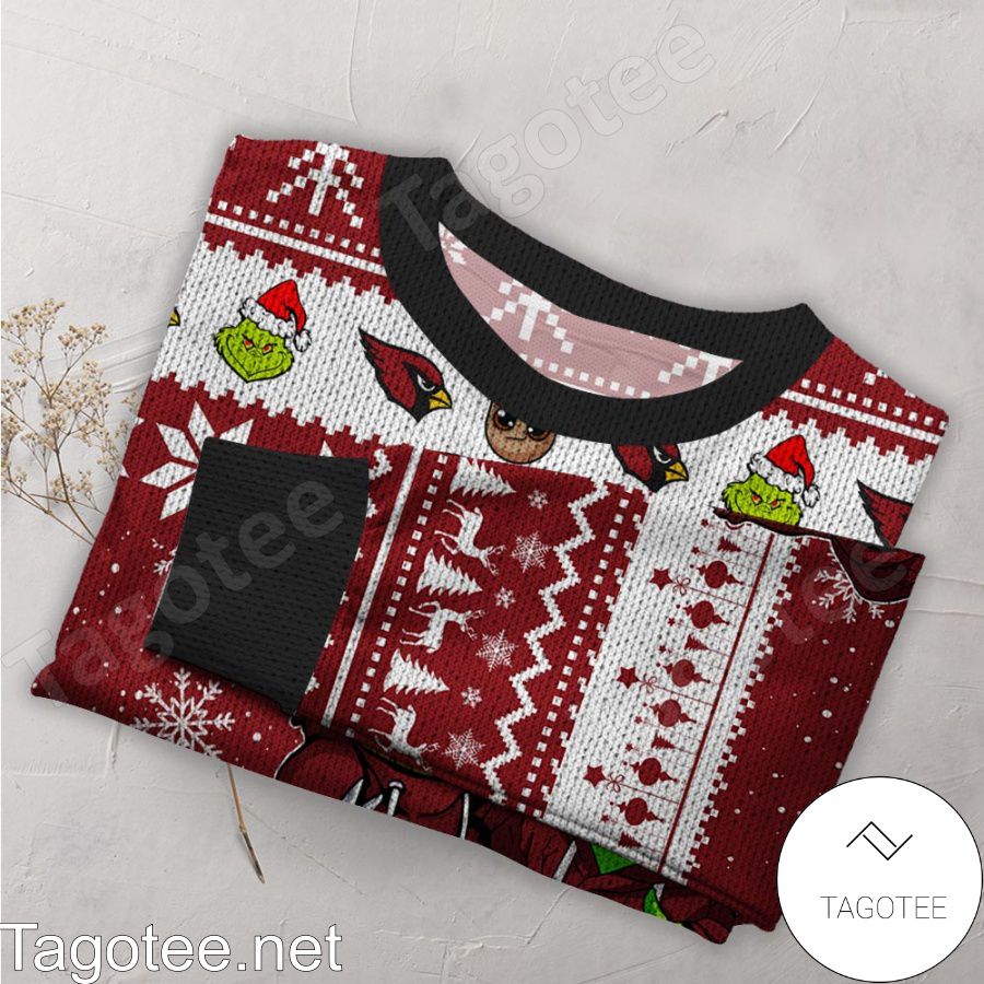 Arizona Cardinals Baby Groot And Grinch NFL Ugly Christmas Sweater a