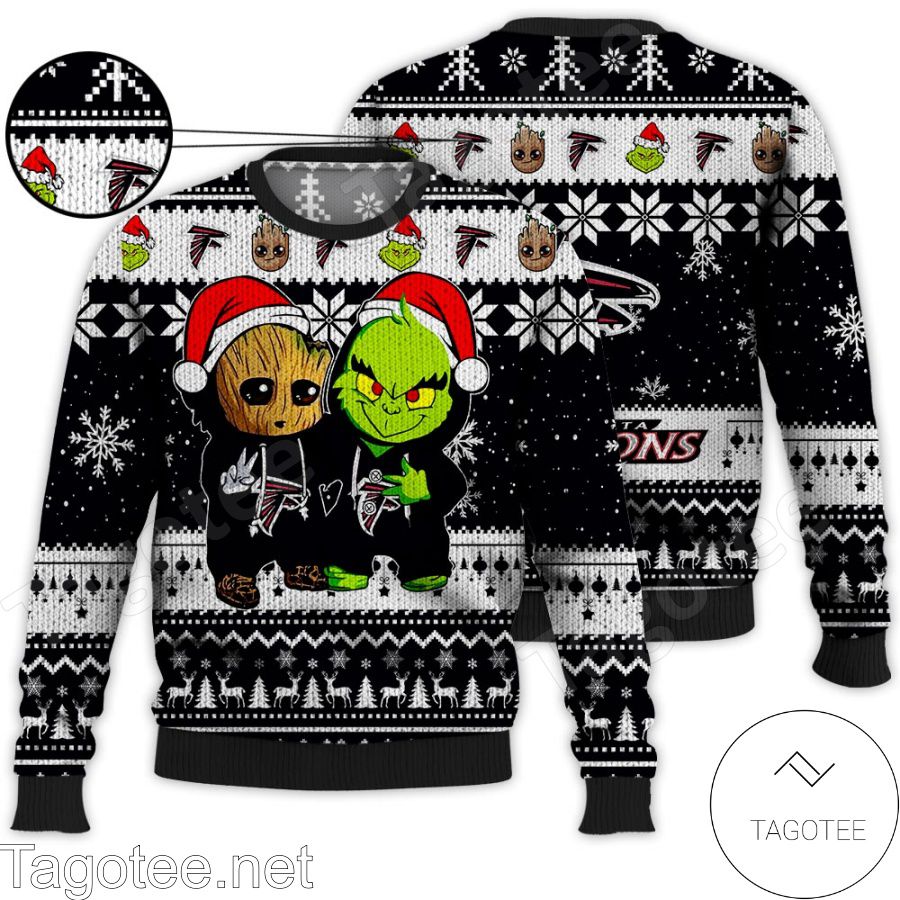 Atlanta Falcons Baby Groot And Grinch NFL Ugly Christmas Sweater