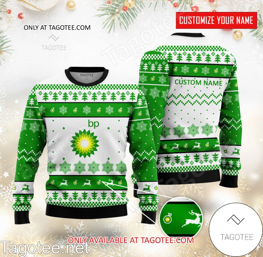 BP Logo Personalized Ugly Christmas Sweater - BiShop