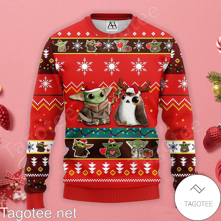 Baby Yoda And Owl Ugly Christmas Sweater