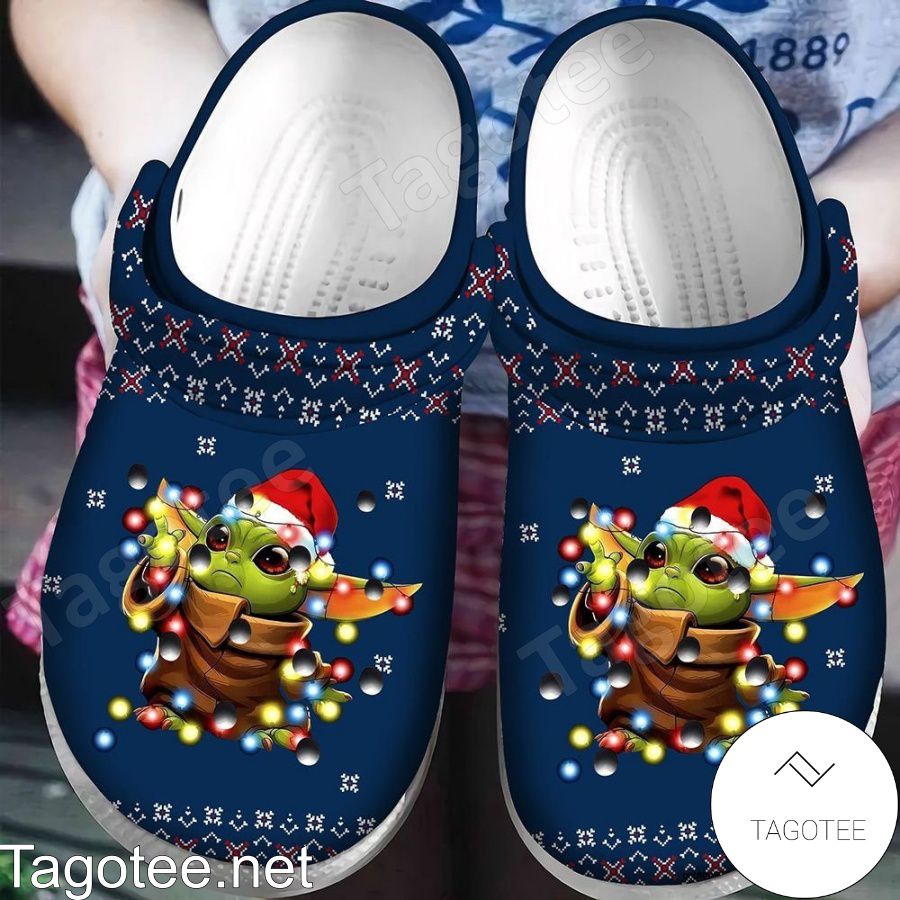 Baby Yoda With Christmas Lights Crocs Clogs