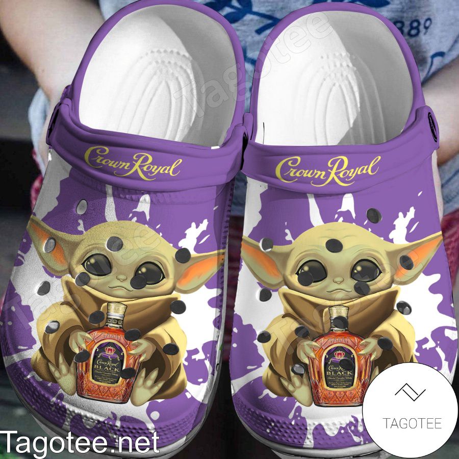 Baby Yoda With Crown Royal Whisky Crocs Clogs