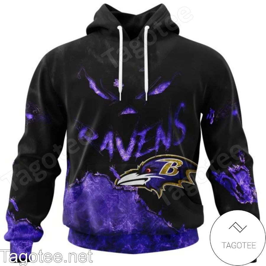 Baltimore Ravens Scary Face Halloween Jersey Hoodie, T-shirt