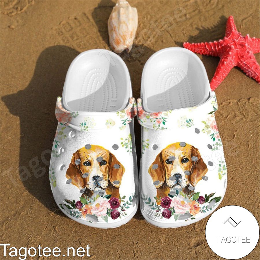 Beagle Dog And Flower Crocs Clogs