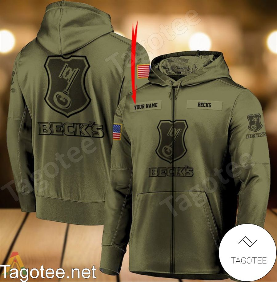 Beck's Beer Military Green Personalized Hoodie a