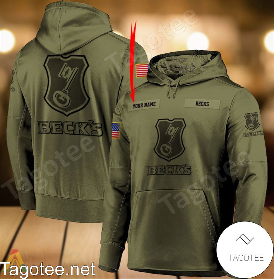 Beck's Beer Military Green Personalized Hoodie