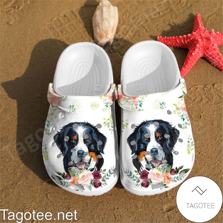 Bernese Mountain Dog And Flower Crocs Clogs