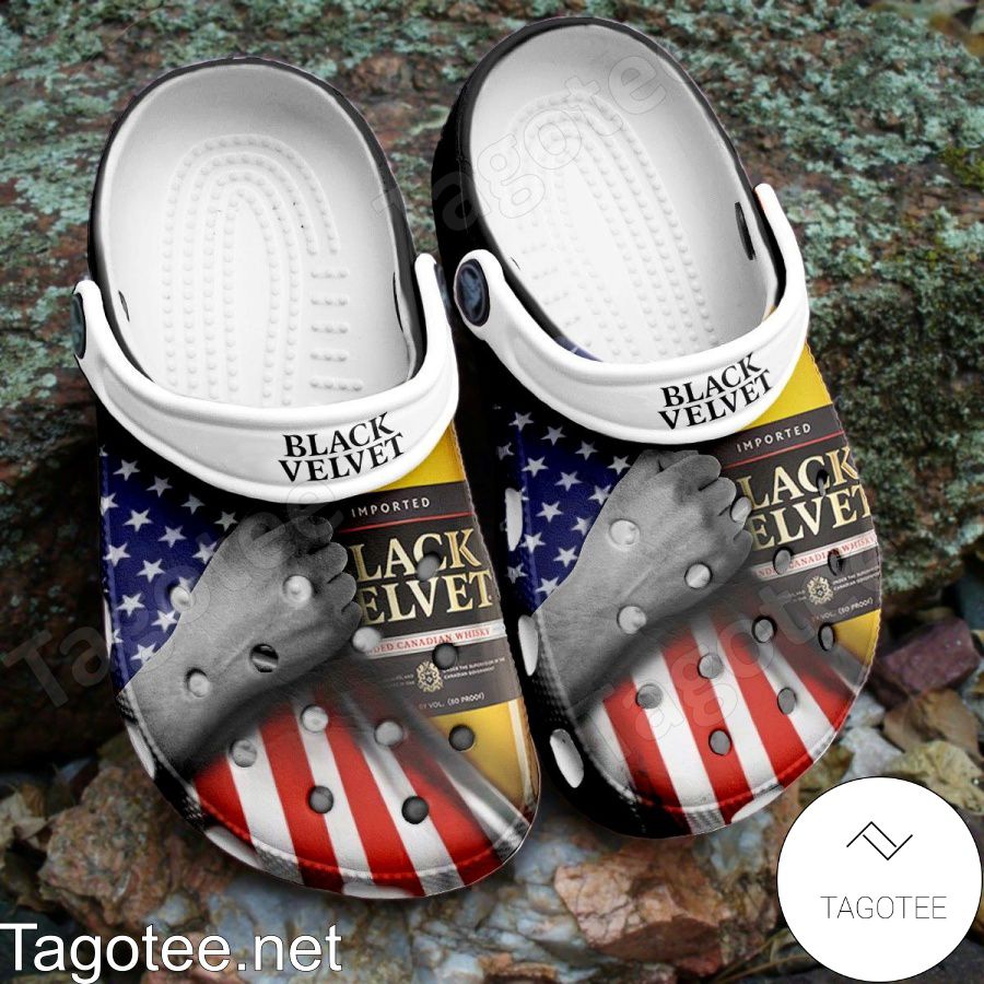 Black Velvet Whisky American Flag Crocs Clogs