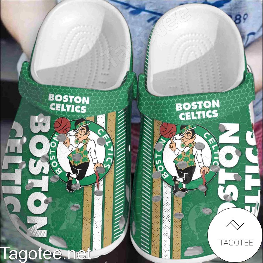 Boston Celtics Metal Pattern Crocs Clogs