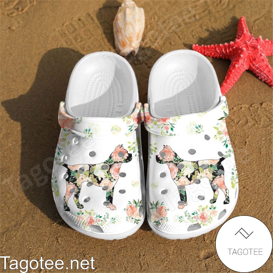 Boxer Dog Flowers Crocs Clogs