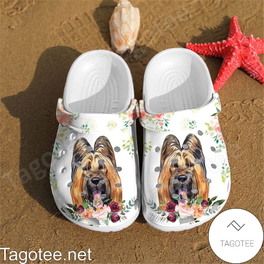 Briard Dog And Flower Crocs Clogs