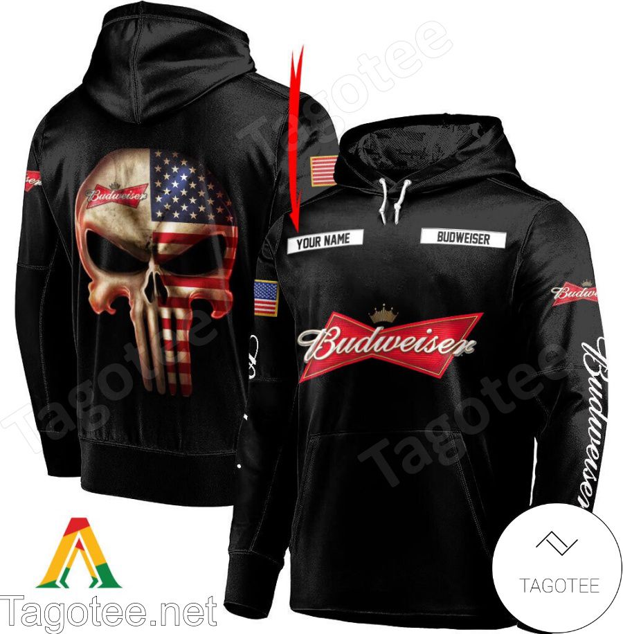 Budweiser Beer Punisher Skull USA Flag Personalized Hoodie