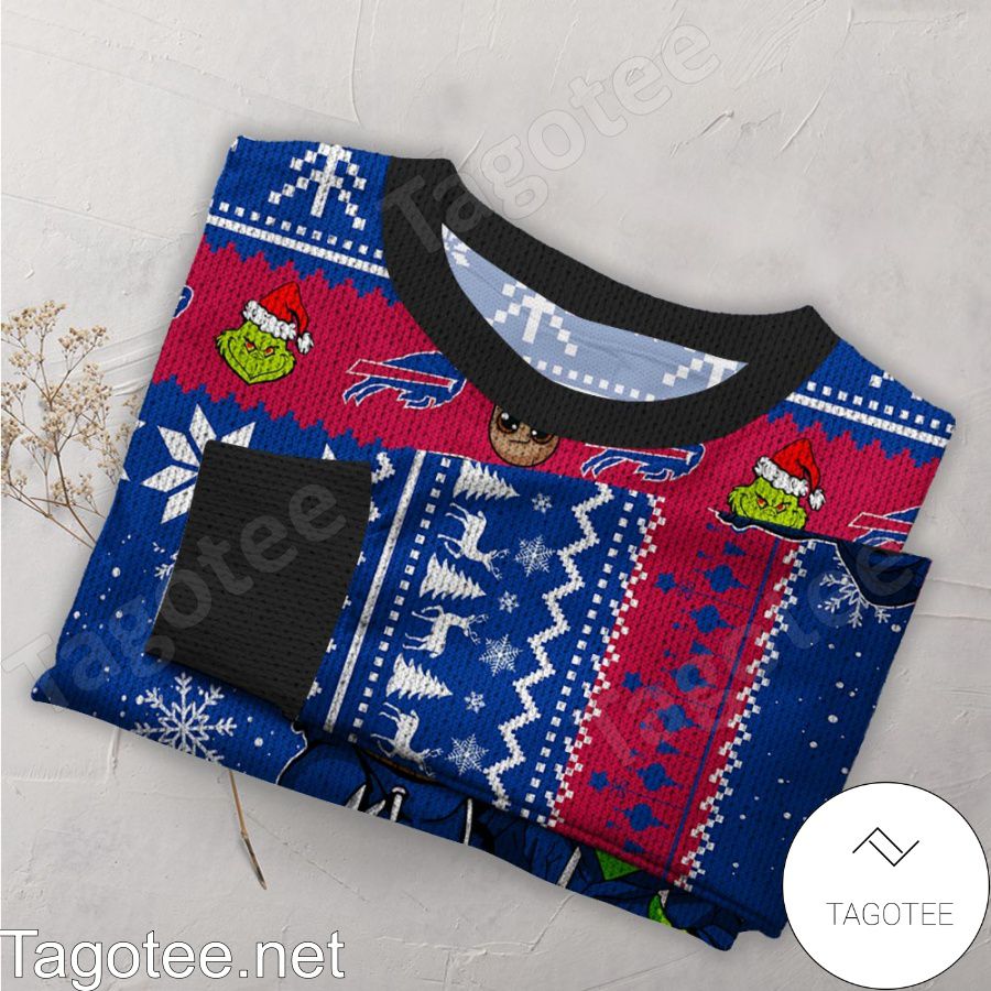 Buffalo Bills Baby Groot And Grinch NFL Ugly Christmas Sweater a