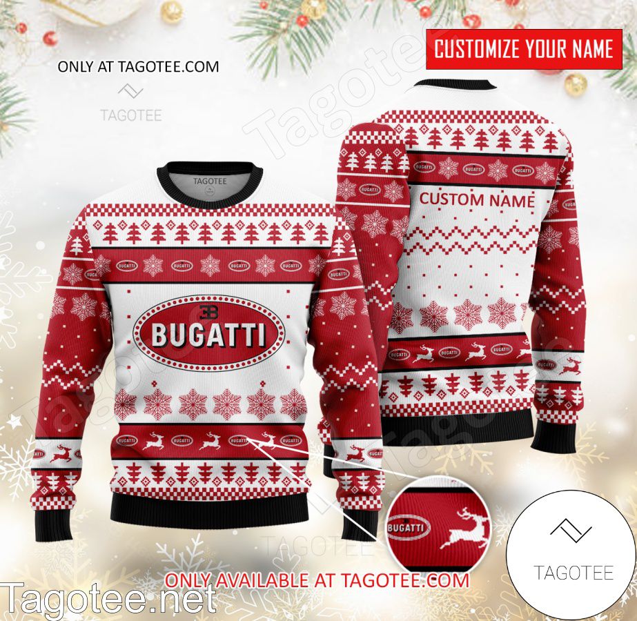 Bugatti Logo Personalized Ugly Christmas Sweater - EmonShop