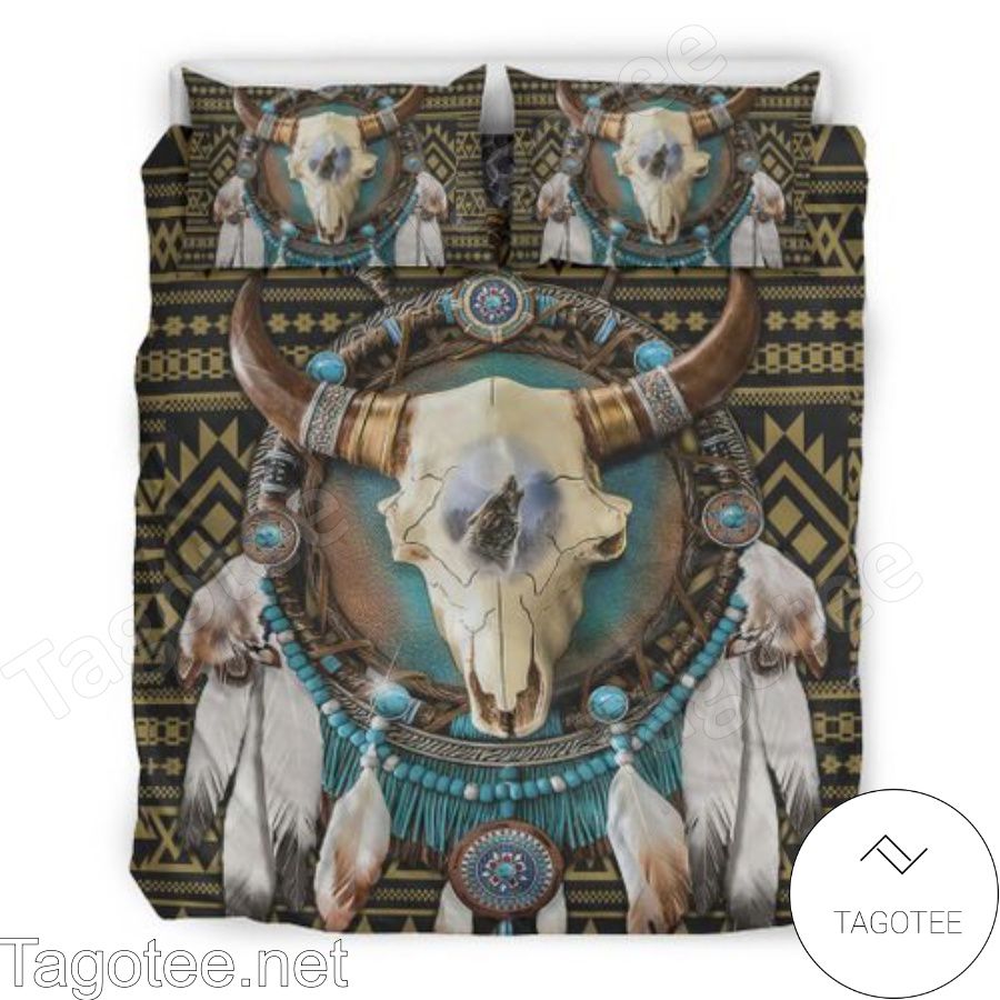 Bull Skull Dream Catcher Native Bedding Set a