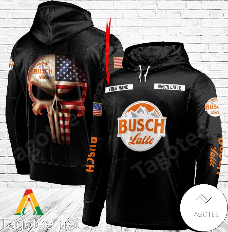 Busch Latte Punisher Skull USA Flag Personalized Hoodie