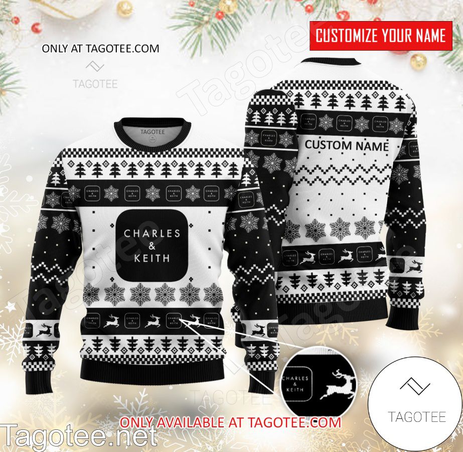 Charles & Keith Logo Personalized Ugly Christmas Sweater - EmonShop