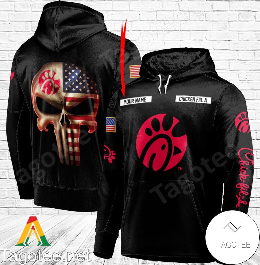 Chick Fil A Punisher Skull USA Flag Personalized Hoodie