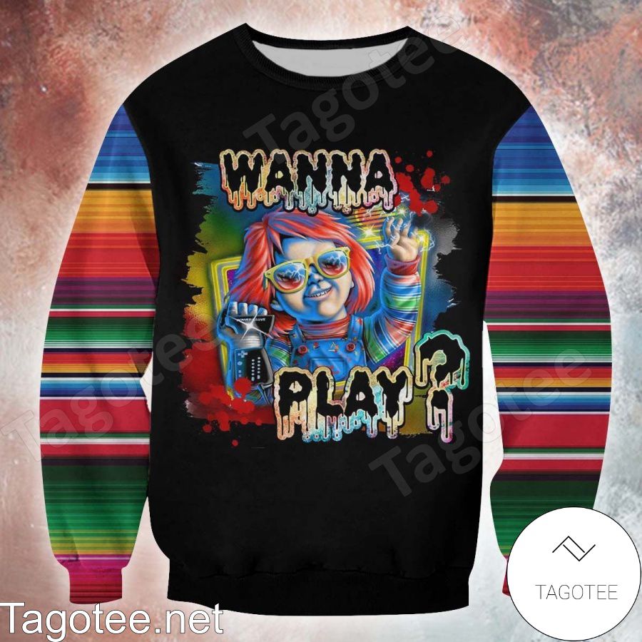 Chucky Wanna Play Colorful Stripe T-shirt, Hoodie a