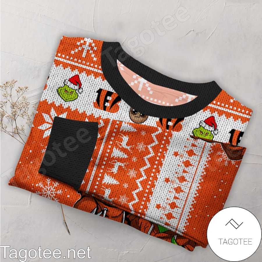 Cincinnati Bengals Baby Groot And Grinch NFL Ugly Christmas Sweater a