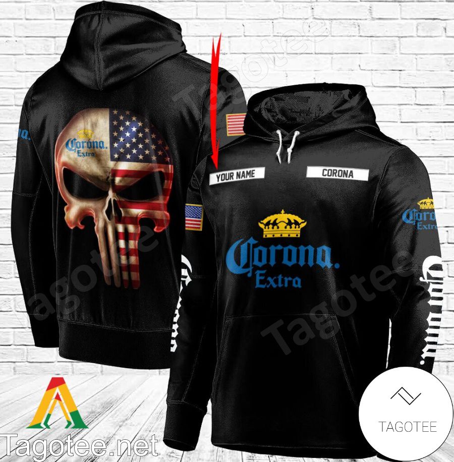 Corona Extra Punisher Skull USA Flag Personalized Hoodie