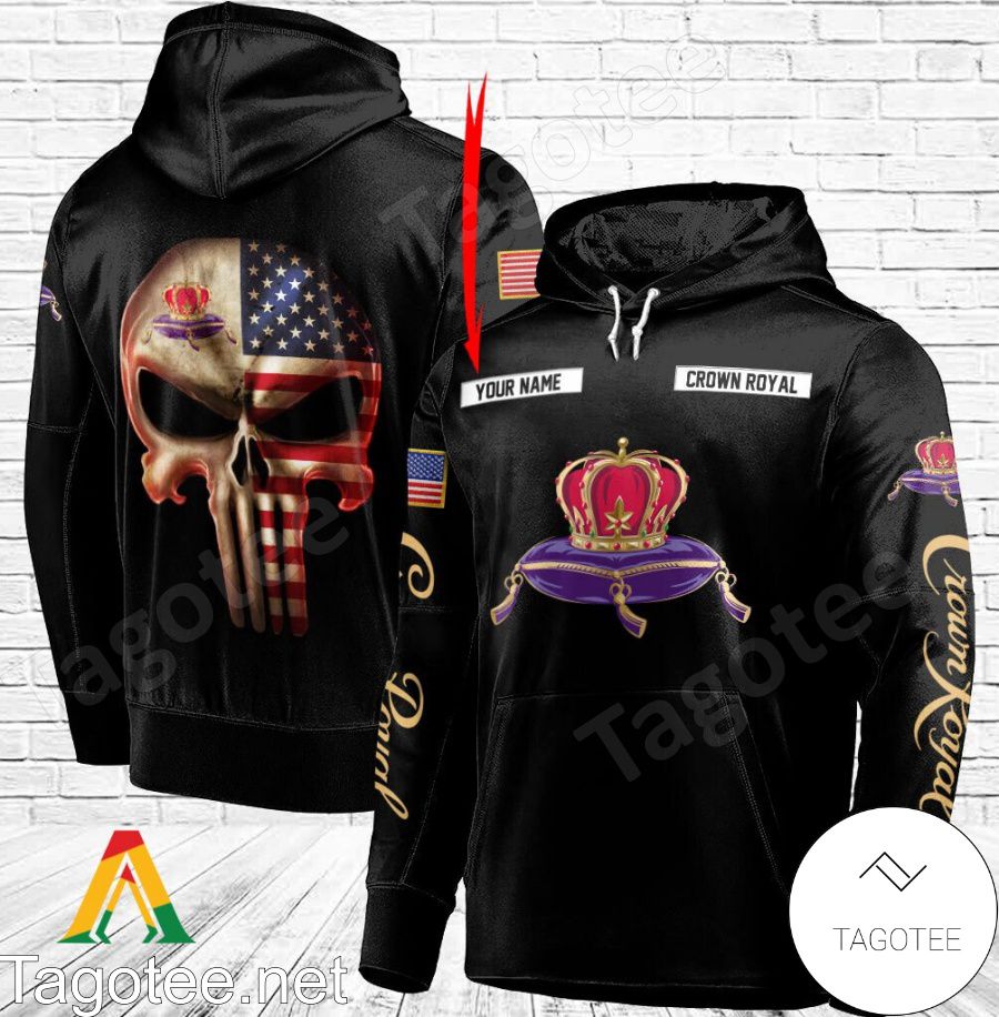 Crown Royal Punisher Skull USA Flag Personalized Hoodie