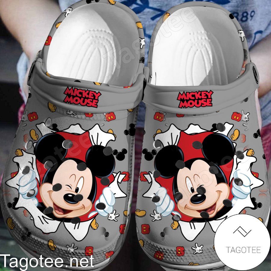 Cute Mickey Mouse Grey Crocs Clogs