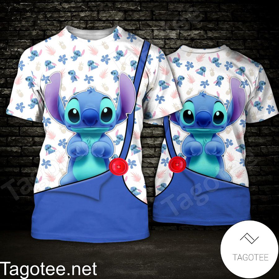 Cute Stitch Blue And White Shirt, Tank Top And Leggings a