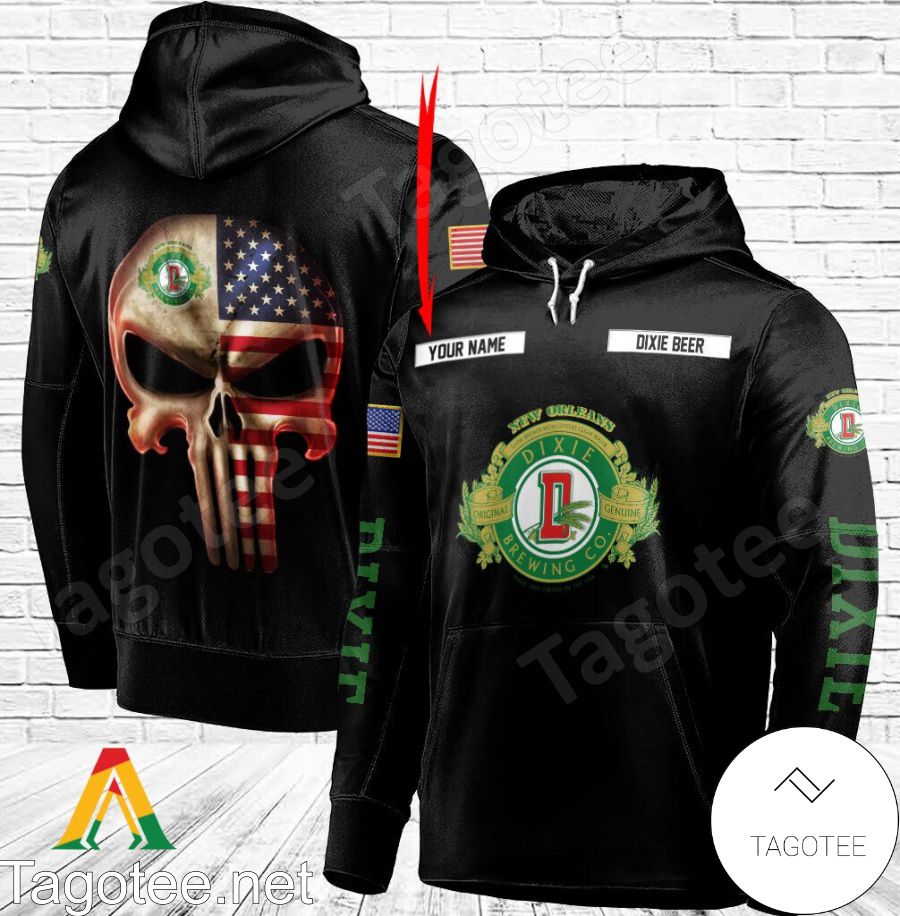 Dixie Beer Punisher Skull USA Flag Personalized Hoodie