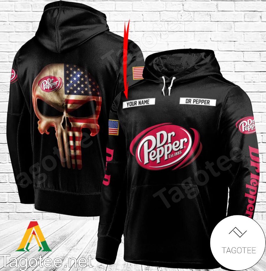 Dr Pepper Punisher Skull USA Flag Personalized Hoodie