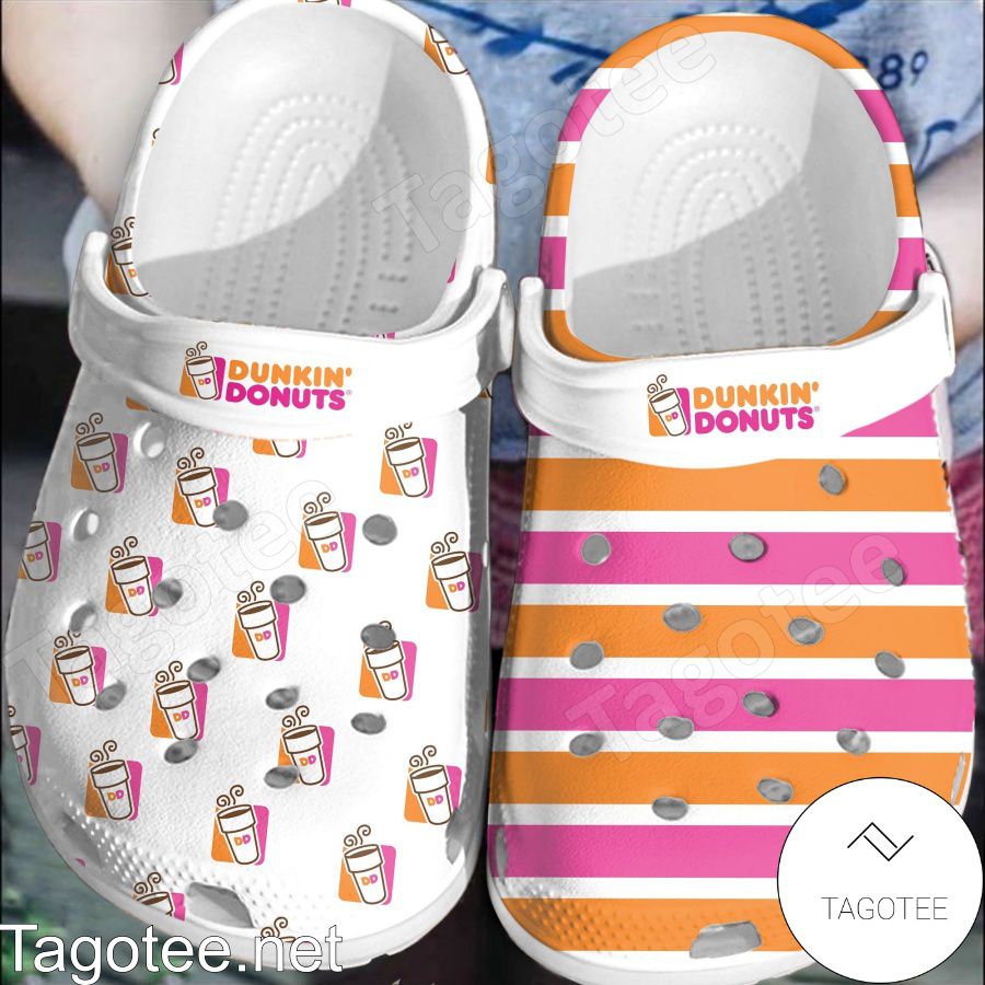 Dunkin' Donuts Logo And Stripes Crocs Clogs