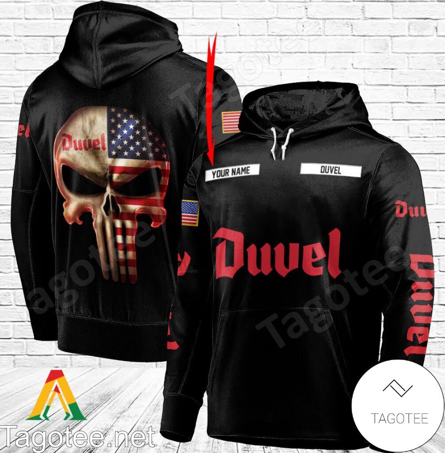 Duvel Beer Punisher Skull USA Flag Personalized Hoodie