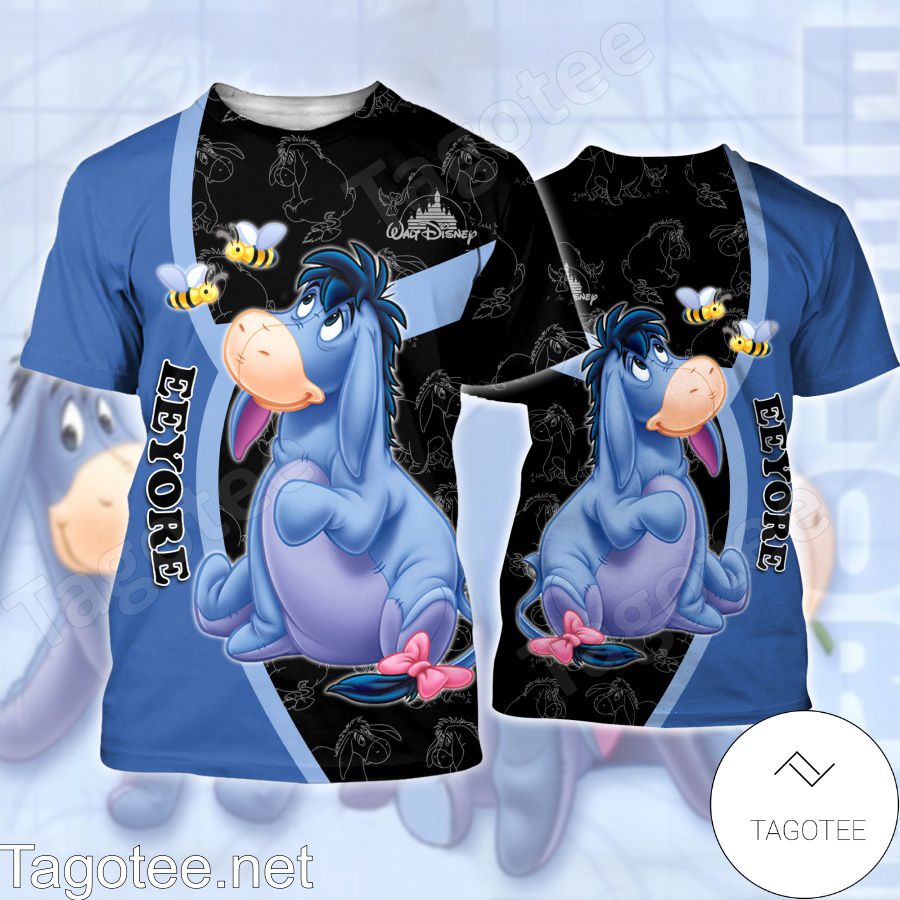 Eeyore Blue And Black Shirt, Tank Top And Leggings a