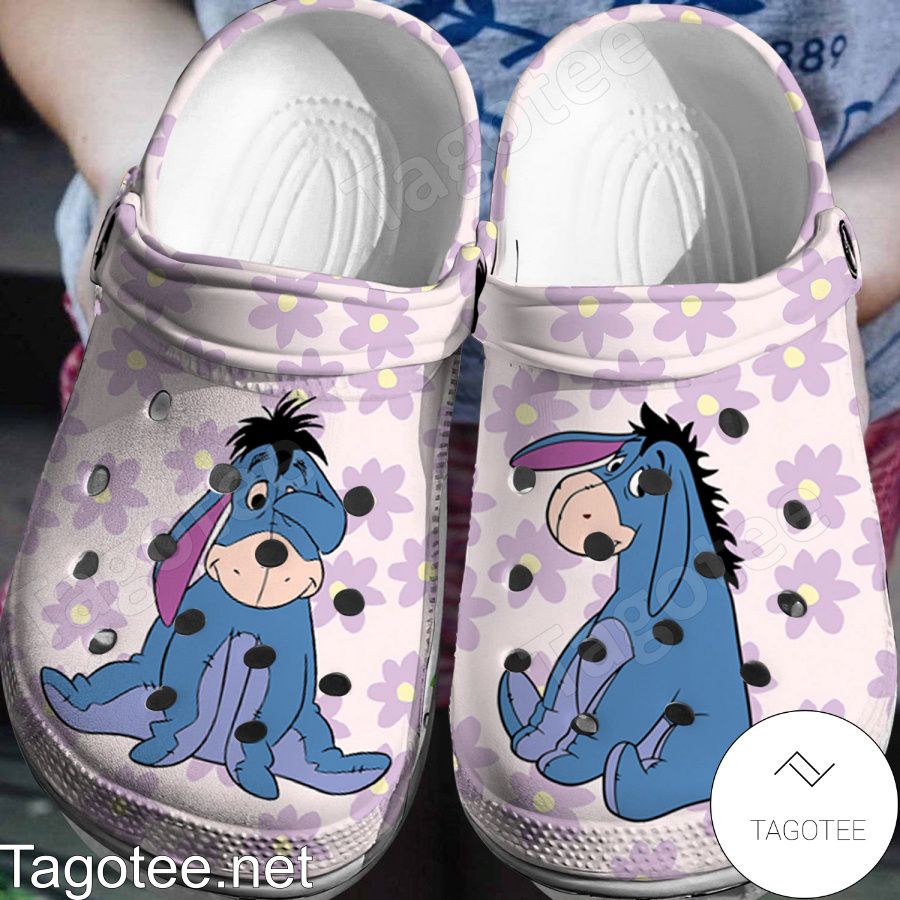 Eeyore Winnie The Pooh Purple Flowers Crocs Clogs