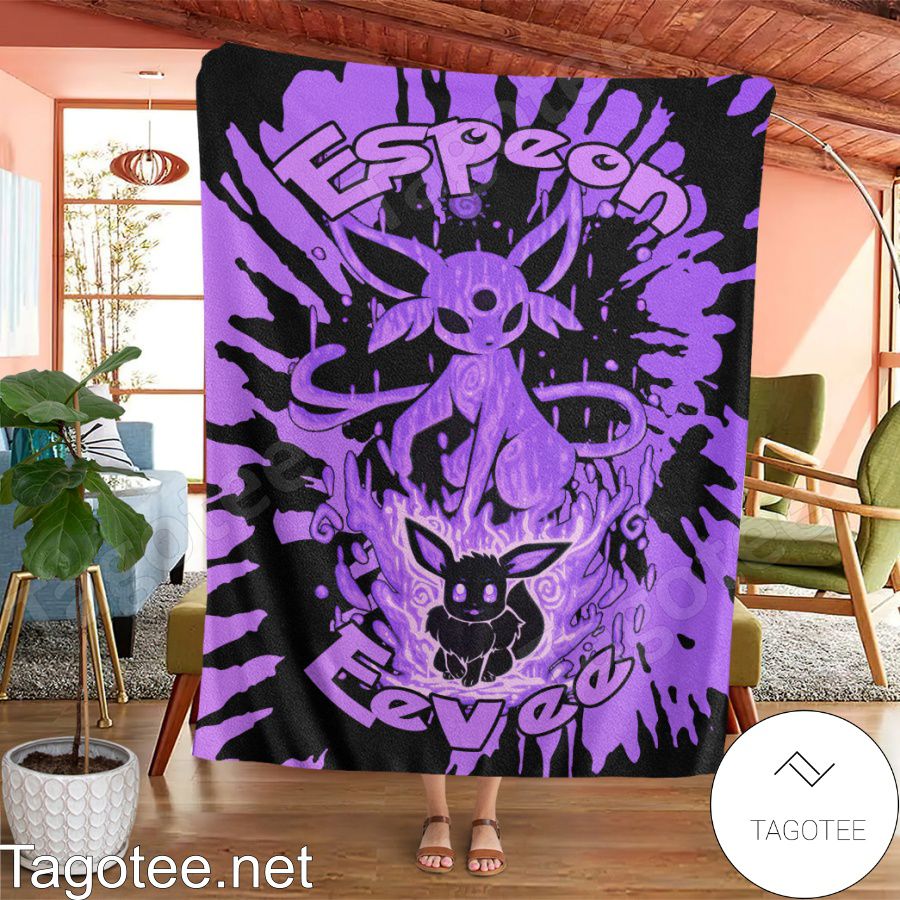 Evolve Espeon Tie Dye Face Blanket Quilt a