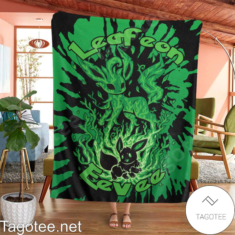 Evolve Leafeon Tie Dye Face Blanket Quilt a