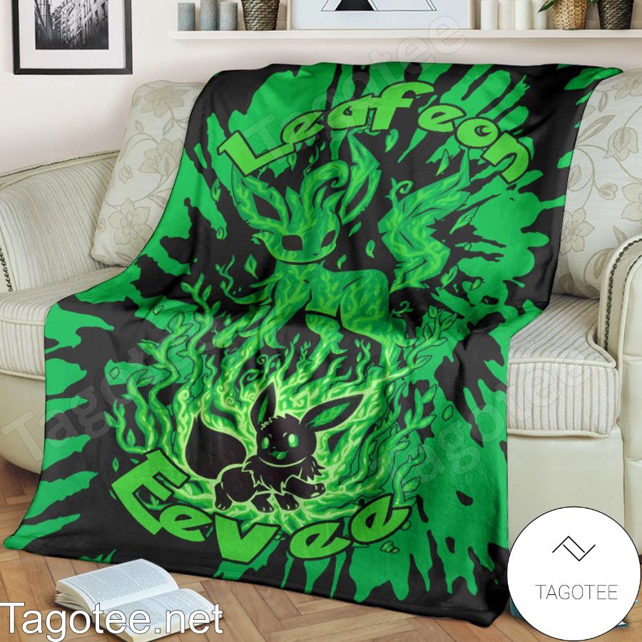 Evolve Leafeon Tie Dye Face Blanket Quilt