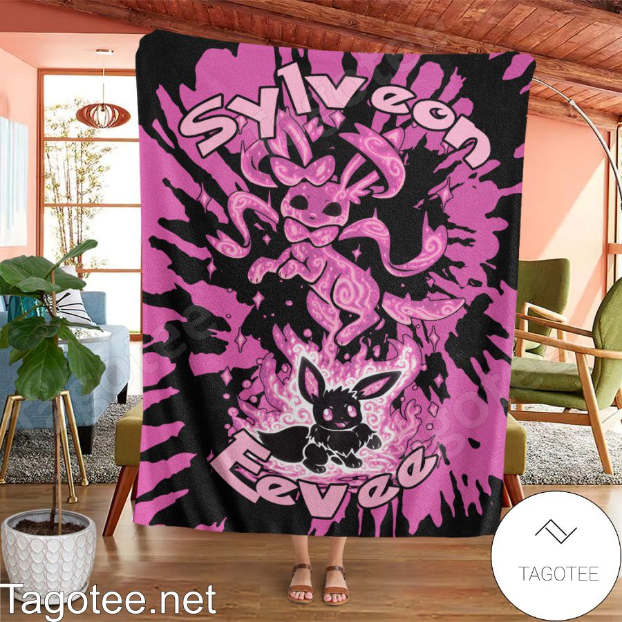 Evolve Sylveon Tie Dye Face Blanket Quilt a