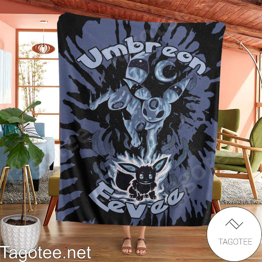 Evolve Umbreon Tie Dye Face Blanket Quilt a