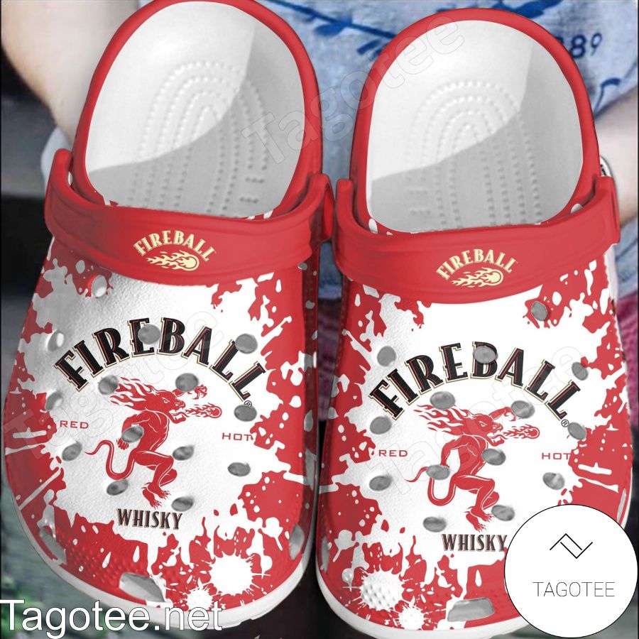 Fireball Whiskey Logo Color Splash Crocs Clogs