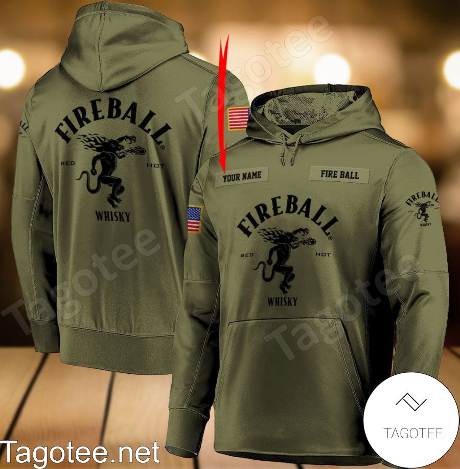 Fireball Whisky Military Green Personalized Hoodie