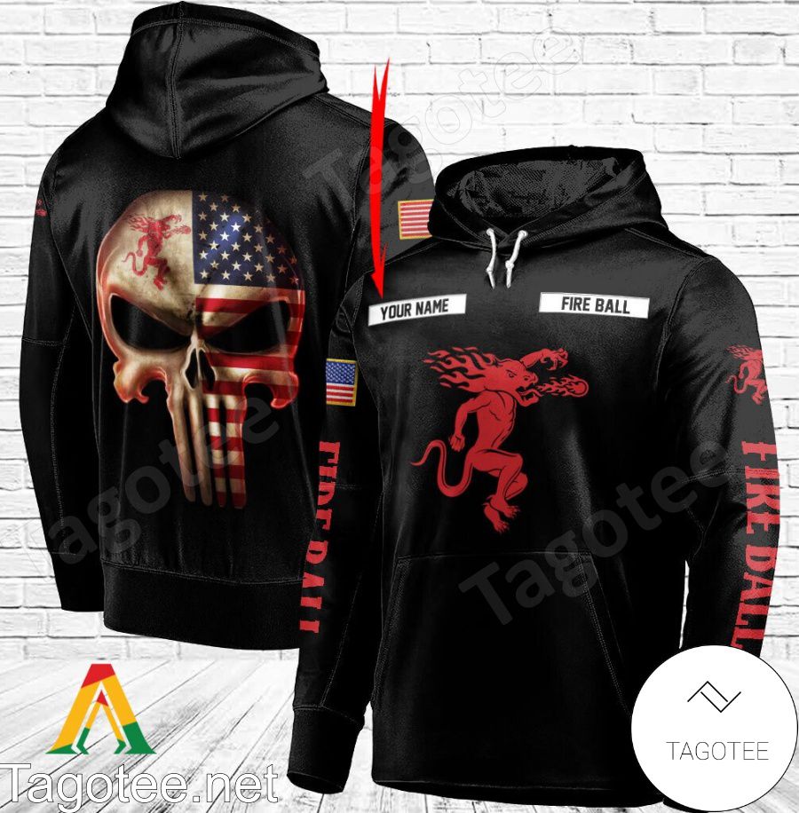 Fireball Whisky Punisher Skull USA Flag Personalized Hoodie